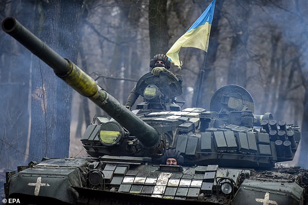 Ukraine has asked for modern Western weapons, especially heavy battle tanks, so it can regain momentum after some battlefield successes in the second half of 2022 against Russian forces that invaded last February.  Pictured: A Ukrainian tank crew is seen operating a Soviet-era T-72 in the Donetsk region of Ukraine on January 18.