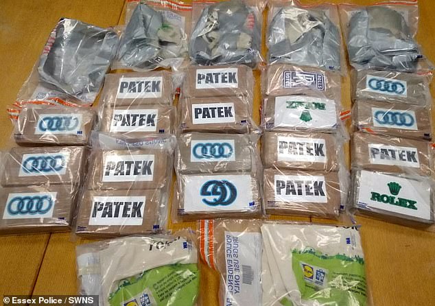 Nineteen blocks of cocaine were discovered in the back of the Skoda on the London-bound carriageway.