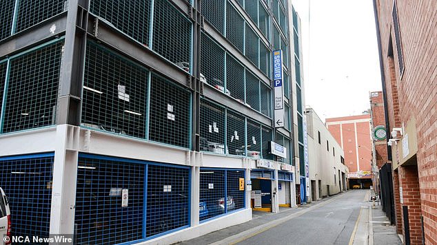 The alleged incident occurred in a car park stairwell (pictured) on Hindley St, Adelaide's main nightlife area.