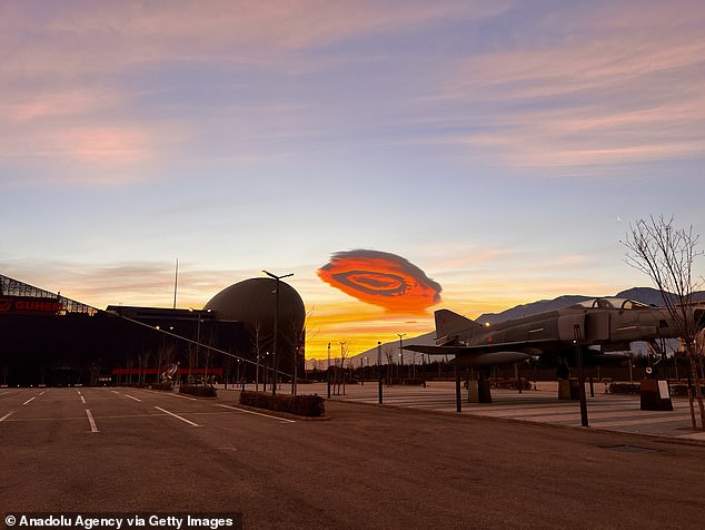 Lenticular clouds get their name from the Latin 'Altocumulus lenticularis', which translates to 'like a lens'. They are known for their curved, flying saucer-like appearance, and are usually found at heights of around 6,400 - 16,500ft