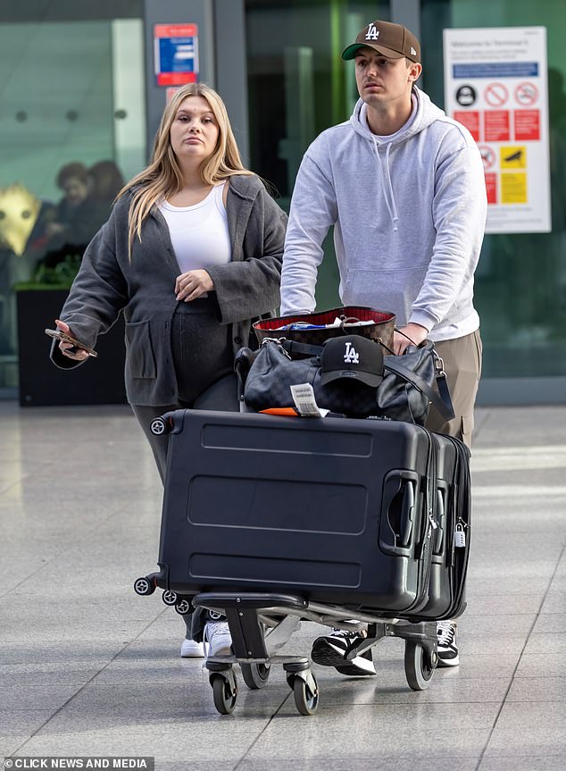 Couple: The former Love Island star, who is currently 30 weeks pregnant, has been enjoying a vacation in California ahead of the birth of her first child