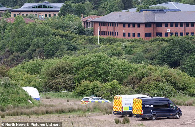 The 18-year-old disappeared on April 18 last year and his body was found on June 2 after extensive police searches.  In the photo: Police at the burial site.