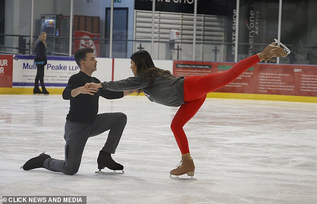 Practice makes perfect: The pair practiced a series of lifts while honing the performance before the next Sunday's skate.