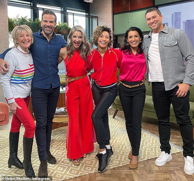 Lineup: Helen appeared alongside Gethin and Strictly star Karen Hauer on the show on Thursday