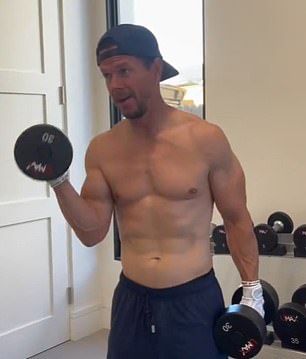 Mark Wahlberg lifting weights in one of his many Instagram videos