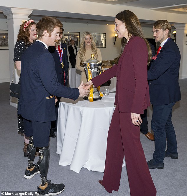 The Princess of Wales went out of her way to greet guests at her reception in his honor this afternoon.