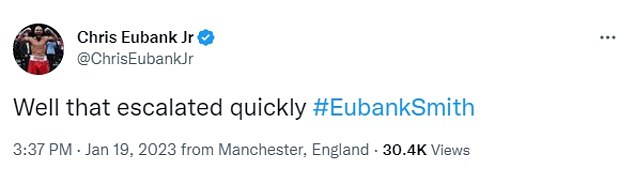 Eubank Jr took to social media after the press conference and admitted that the discussion 