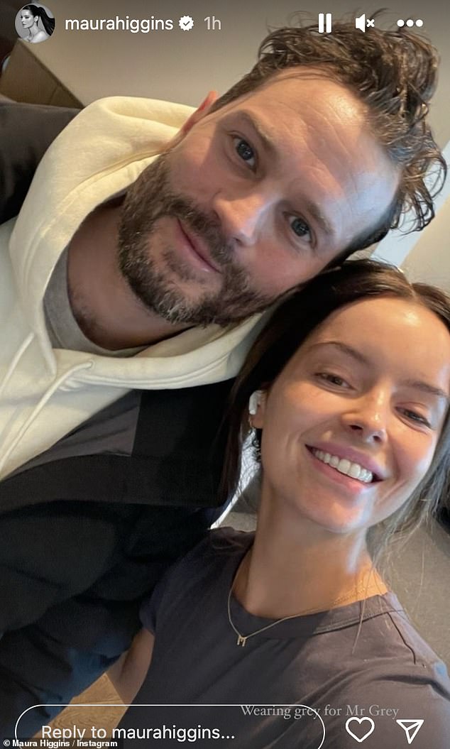 Famous face: Meanwhile, the former Love Island star took to his Instagram Stories to reveal that he had bumped into Northern Irish actor Jamie Dornan at the airport on Wednesday