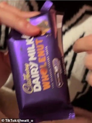 In the video, Matt showed the Dairy Milk whole milk bar packaging after revealing the paltry contents.