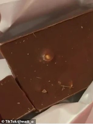 The musician, from Dublin, took to the social media platform to share his and his girlfriend's surprise and disappointment at the paltry hazelnut, at the center of the 180gram bar.