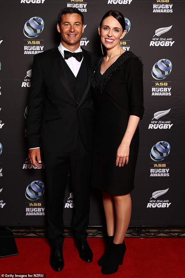 Clarke and Jacinda (pictured at the ASB Rugby Awards in 2018) bonded over their shared love of music after initially meeting to discuss a constituency matter