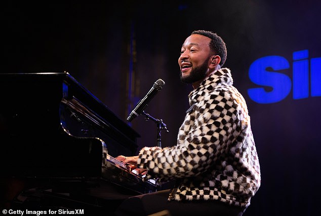 Proud father: Legend, photographed at the El Rey Theater in Los Angeles in September 2022, announced the baby news while performing at a private concert on Friday night.