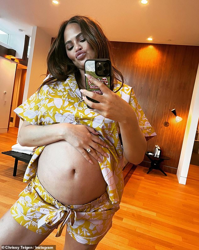 Going forward!  Teigen has been sharing snaps documenting her latest pregnancy on her Instagram ever since she announced that she was pregnant.