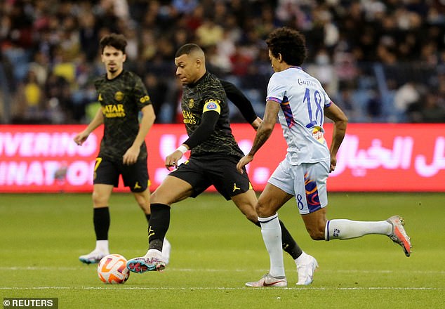 Kylian Mbappé added to the Paris Saint-Germain account but his goal was disallowed for offside