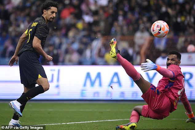 Marquinhos, a Brazilian defender for Paris Saint-Germain, scored his team's second goal of the match.