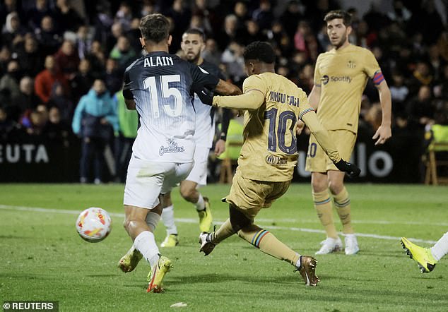 Ansu Fati scored Barcelona's third goal after a break on 70'