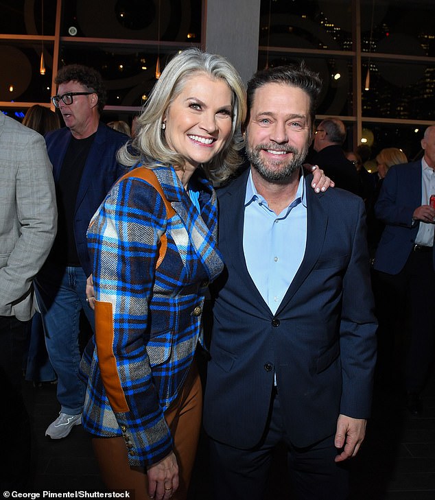 Sportscaster Christine Simpson and Priestley pose together at the screening of Offside in Toronto on Wednesday.