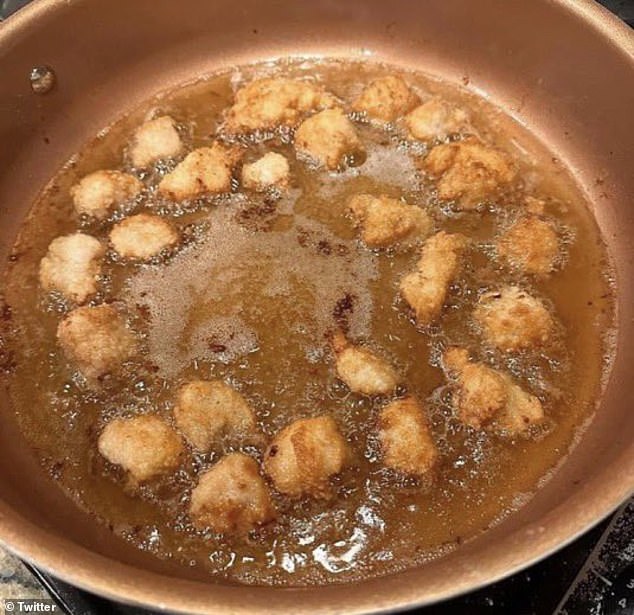 The sizzling, breaded remains of HeiHei, Magan Schmidt's family rooster whom she killed and cooked after he pecked her daughter's face.