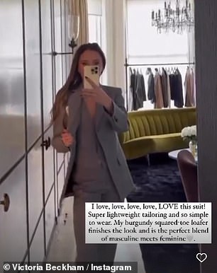 Another look: Victoria showed off another set of her brand by sharing a video with a tailored suit too