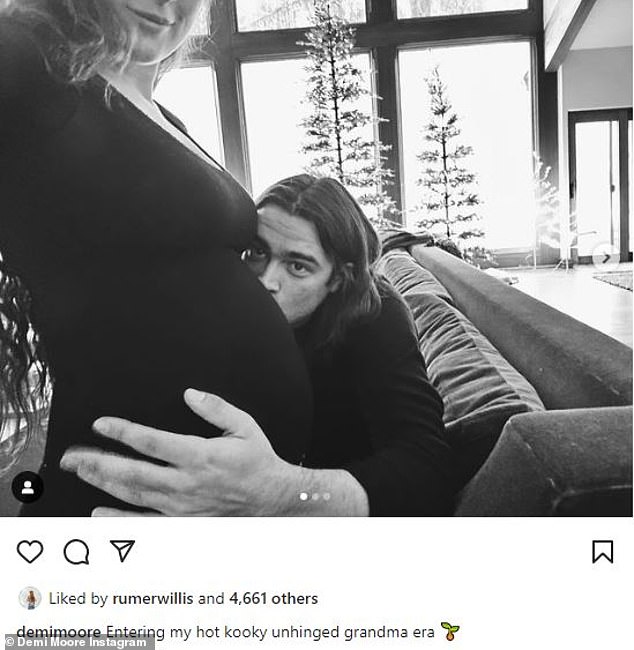 Grandma-to-be: Back in December, Demi gleefully announced Rumer's pregnancy on Instagram and joked that she herself was 