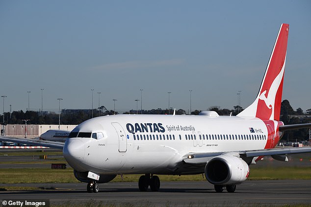 The Boeing 737 took off from Tullamarine Airport at 9:28 a.m. before completing a long loop, returning just 50 minutes later at 10:18 a.m. (Pictured, a Boeing 737 at Sydney Airport)