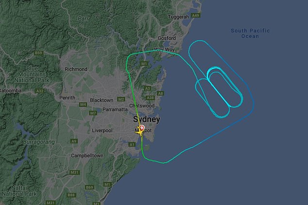 Flight tracking showed a Qantas plane traveling from Sydney to Fiji on Thursday circling off the coast after encountering a 