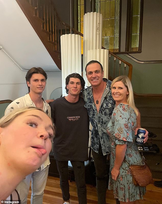 It comes after Shannon breathed new life into her 2004 hit song What About Me with Sydney DJs Sunset Bros late last year.  Pictured: Shannon with his wife Rochelle and his children Blake, Cody and Sienna