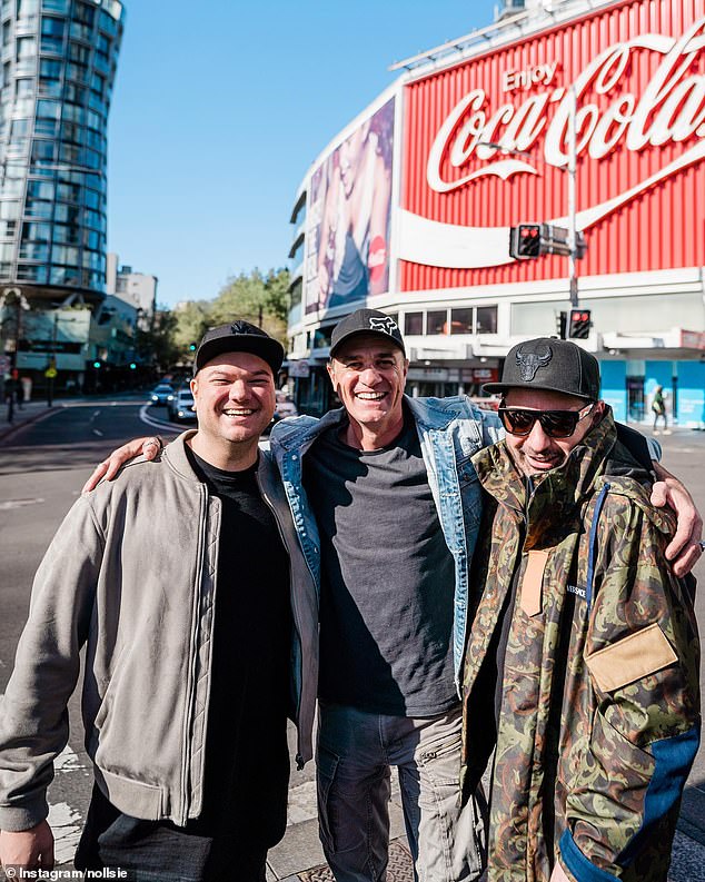 The larrikin singer, who won the 2003 season of Australian Idol, was seen in a TikTok video posted by the club duo performing a hard house remix of their smash hit.  Pictured: Shannon with the Sunset Bros