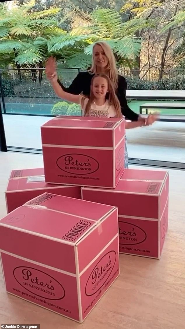 Moving into the house with her daughter Kitty (pictured) at the time, the media personality posted a boomerang on Instagram of the two posing with various moving boxes from home goods store Peter's of Kensington.