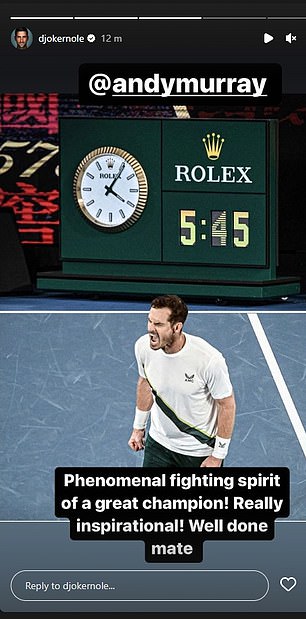 Murray and Kokkinakis battled for five hours and 45 minutes.