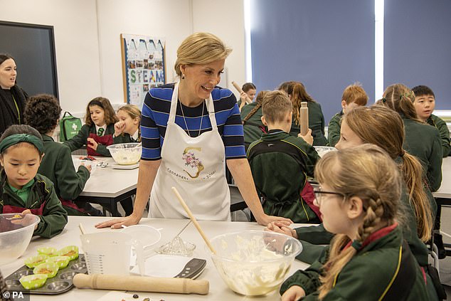 Sophie was all smiles as she chatted with the students in the home economics lesson this afternoon.