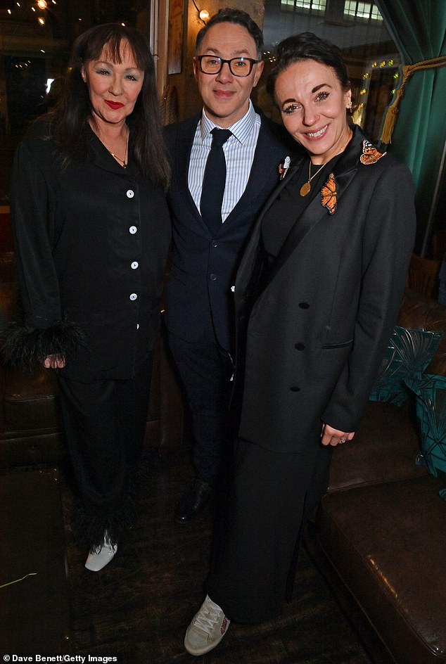 Co-stars: Frances, Reece and Amanda calmed down after their play opened in London on Thursday night.