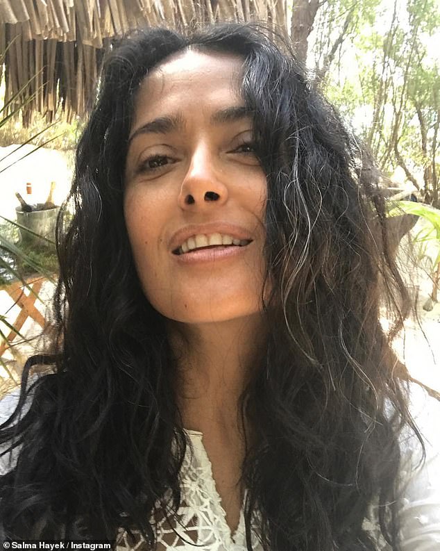 Aging Gracefully: Also making the list was Salma Hayek, 52, who recently revealed her silver streaks in a gorgeous Instagram snap along with the caption Proud of my white hair?