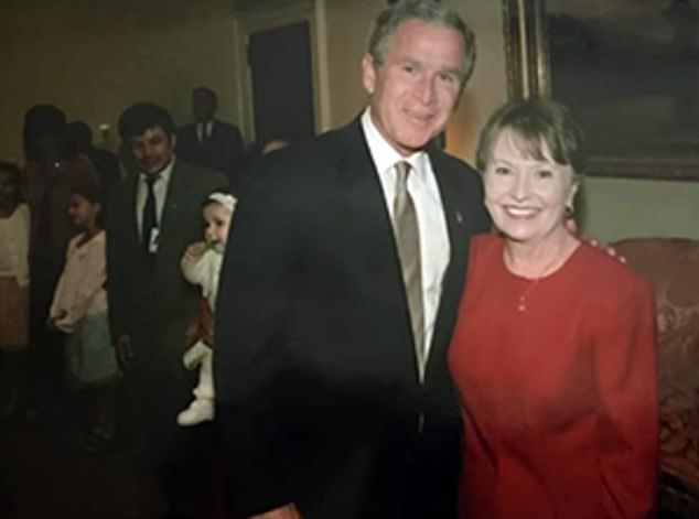 The tragedy prompted Texas resident Diana Simone (pictured with President George W. Bush in 2003) to contact a local radio station to set up an emergency alert system for child abductions.  She later requested that the alert system be called 'Amber's Plan'.