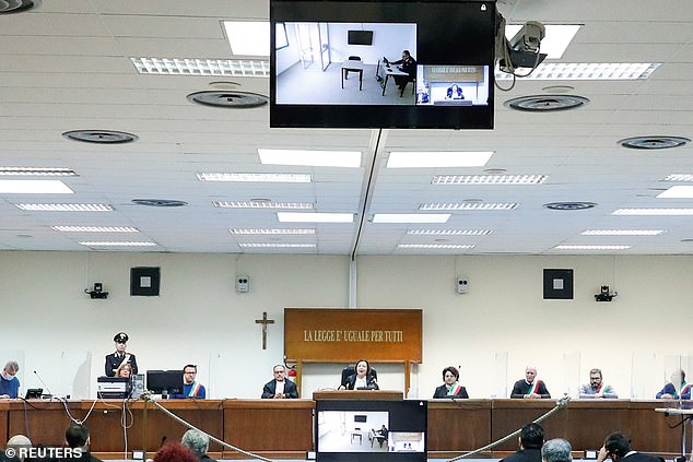 Judge Maria Carmela Giannazzo speaks inside the Caltanissetta court on the day of the start of a trial against Italy's most wanted mafia boss Matteo Messina Denaro, in Caltanissetta, Italy, January 19, 2023