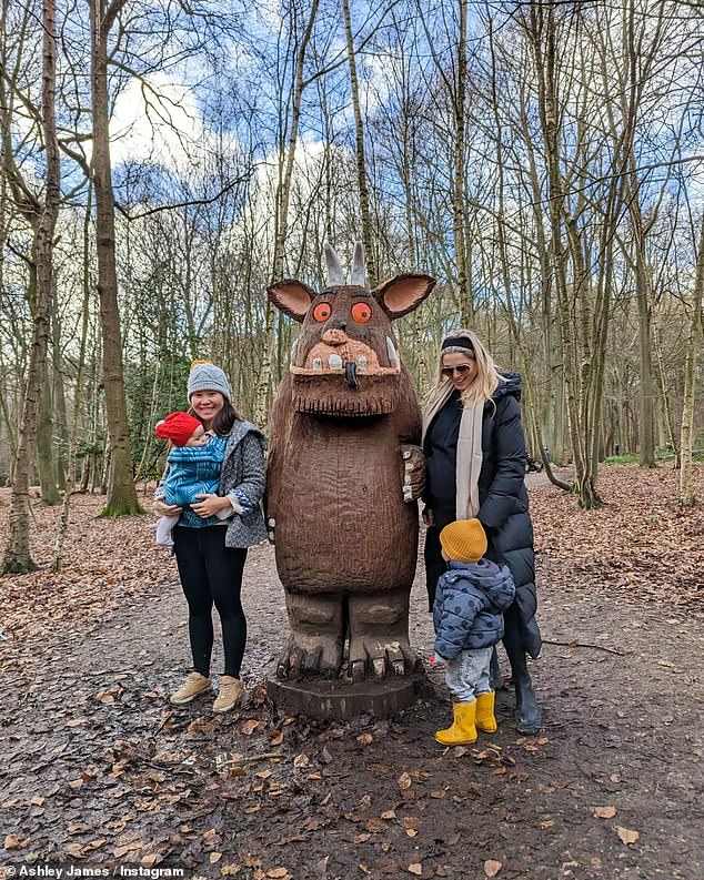 Out and about!  Ashley, already a mother to her son Alfie, two, enjoyed a day in the woods with a friend and her son.