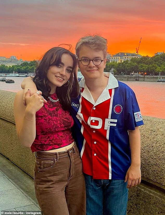 In love: And with 131,200 followers on TikTok, Maisi has been sharing a series of videos with her boyfriend of three years Alfie (pictured together)