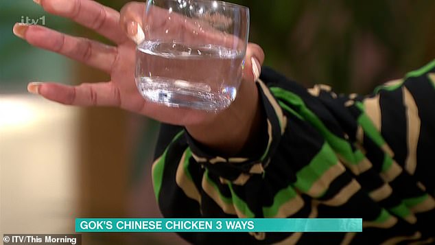 Tooth: The presenter explained that she had placed the dentures in a glass of water during the commercial break so she could try Gok's Chinese chicken.