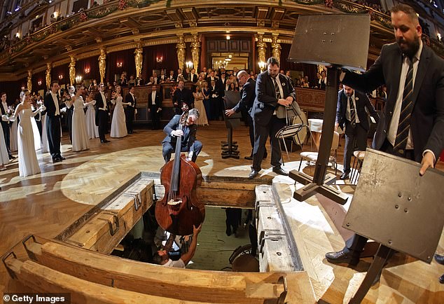 The music stands and instruments were placed back in the pit after the opening performance as the dancers stepped to the side.