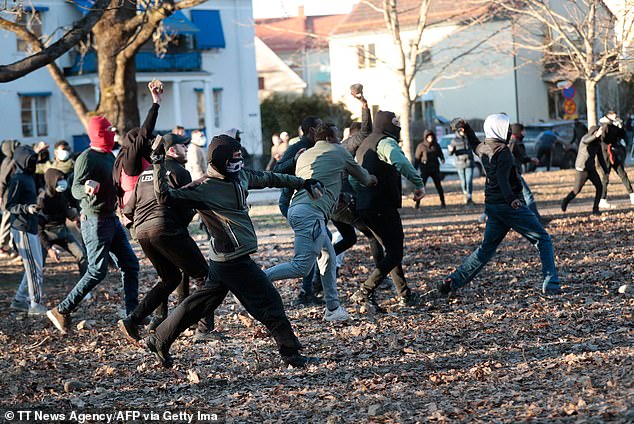 Protestors and counter-protestors clashed in April last year at a Stram Kurs rally in Orebro