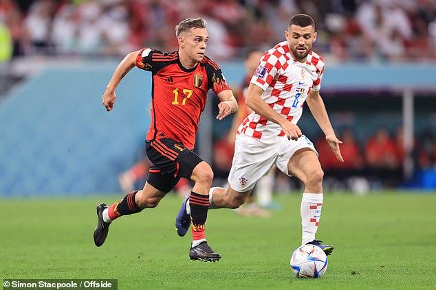 Trossard in action for Belgium against Croatia during the group stage of the World Cup