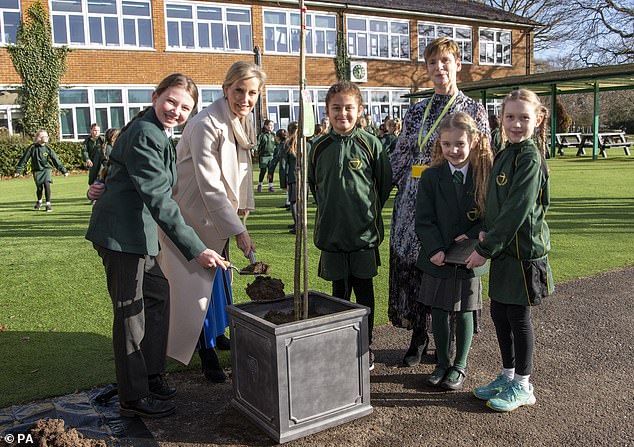 He also planted a tree while at school to mark The Queen's Green Canopy initiative.