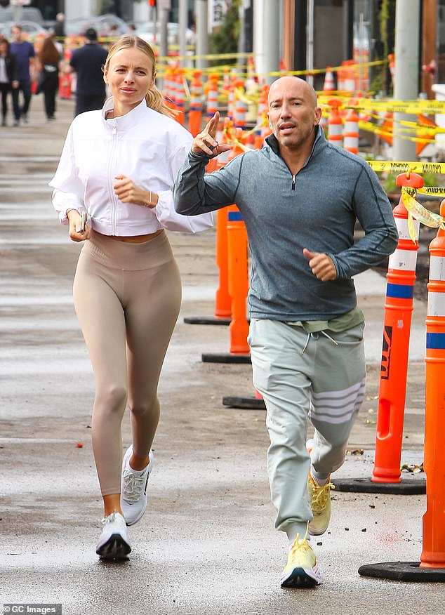 Active couple: Earlier this month, the duo hit the pavement while out for a run in Los Angeles