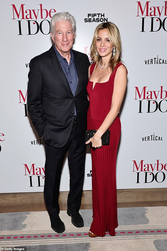 Lovebirds: Making a rare appearance with Richard at the screening was his wife Alejandra Silva, a publicist 30 years his junior;  seen Tuesday in New York