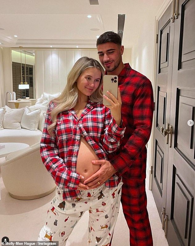 Couple: The former Love Island star, 23, is expecting her first child, a girl, with boyfriend Tommy Fury, also 23, this month