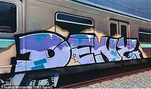 Spray painting public facilities is punishable by three years in prison in South Korea.  South Korean police released photos of the wrecked trains