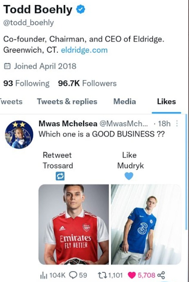 Todd Boehly thinks Chelsea have done better business than Arsenal by signing Mudryk