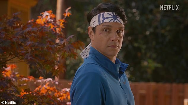 Return: The series turned the tables on the first two films, making original antagonist Johnny Lawrence (William Zabka) the main character who reopens the Cobra Kai dojo, while original protagonist Daniel LaRusso (Ralph Macchio, pictured) later joins him.