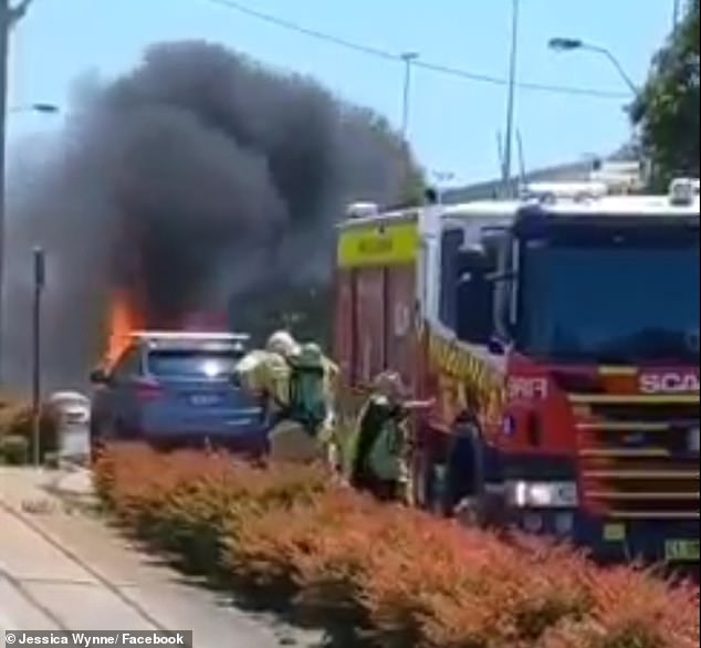 Luckily, a passerby stopped to warn of flames coming from under the hood and that he needed to get out of his car immediately.