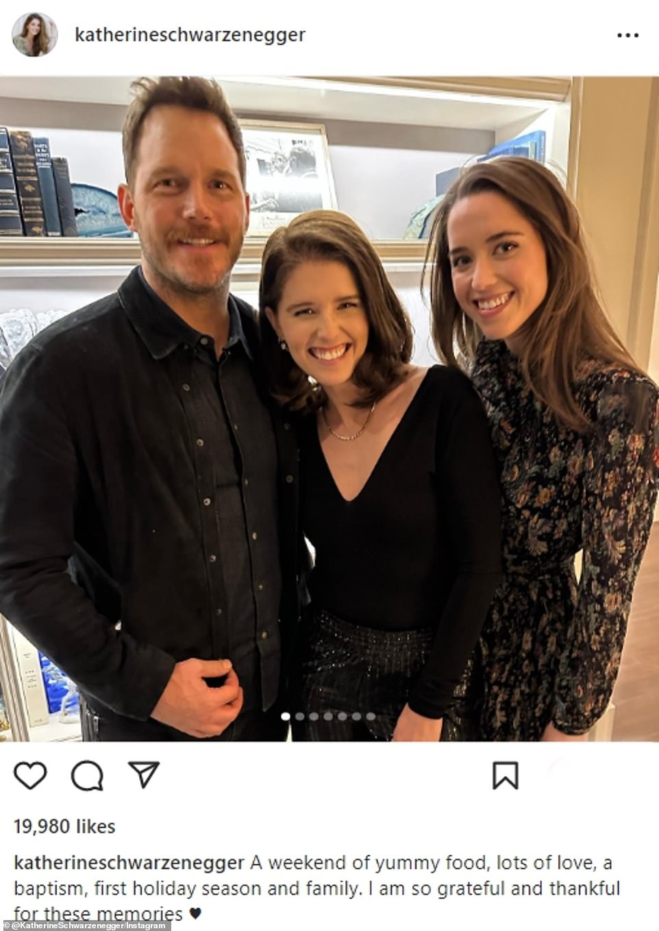 Family Bond: Christina with her sister Katherine and Katherine's husband, Chris Pratt